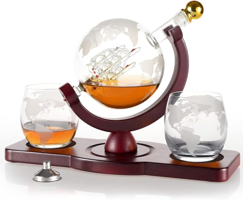 Oaksea®Globe Whiskey Decanter Set With Whiskey Glasses - Image 4
