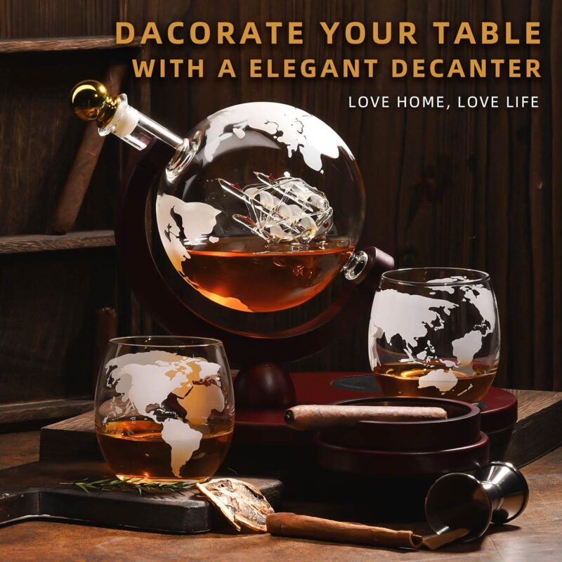 Oaksea®Globe Whiskey Decanter Set With Whiskey Glasses - Image 10