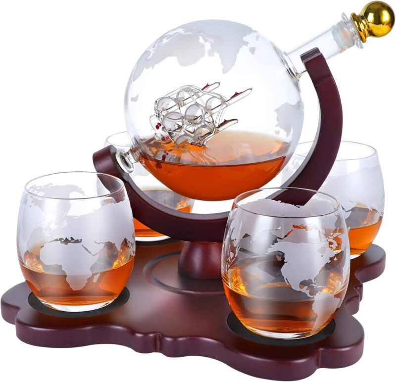 Oaksea®Globe Whiskey Decanter Set With Whiskey Glasses