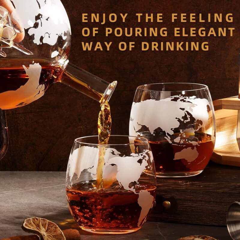 Oaksea®Globe Whiskey Decanter Set With Whiskey Glasses - Image 6