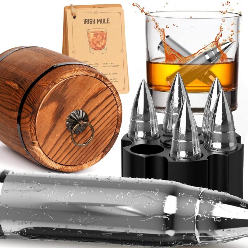 Oaksea®Whiskey Bullet Stones Gifts Set With Barrel Wooden Box - Image 2