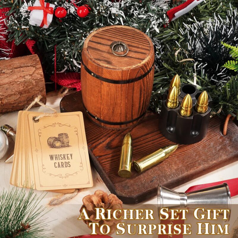 Oaksea®Whiskey Bullet Stones Gifts Set With Barrel Wooden Box - Image 8