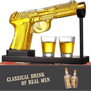 M1911 9 Oz Whiskey Decanter Set with 2 Oz Shot Glasses, Cool Military Presents liquor dispenser for Home Bar Man Cave