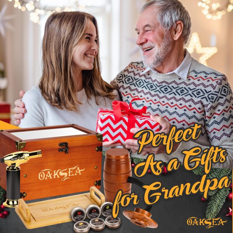 Cocktail Smoker Kit, Whiskey Smoker Kit with Smoking Gun, Food Tray, 6PCS Flavor Wood Chips Smoker Box, Unique, Birthday Gifts for Men Him Dad Husband - Image 6